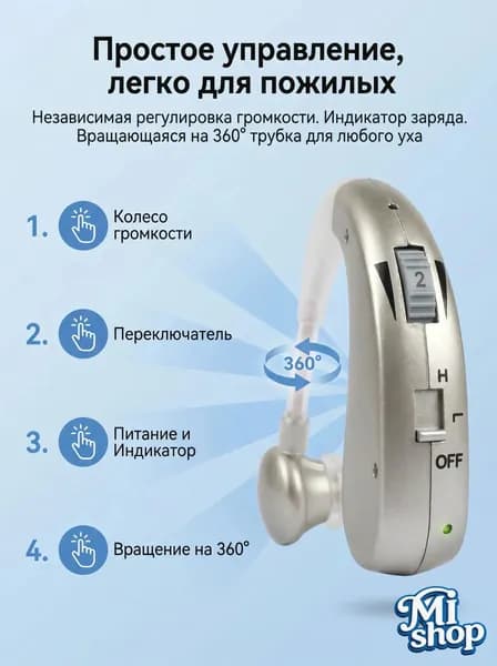 Слуховой аппарат,слуховой аппарат для пожилых с зарядным устройством,подарок бабушке Подарок для старших родных
