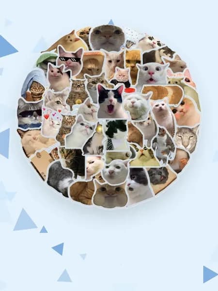 50 наклеек с котиками для бутылки
