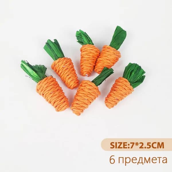 Жевательная игрушка для хомяка и кролика, для чистки зубов, кукуруза, морковь, плетеные шарики.