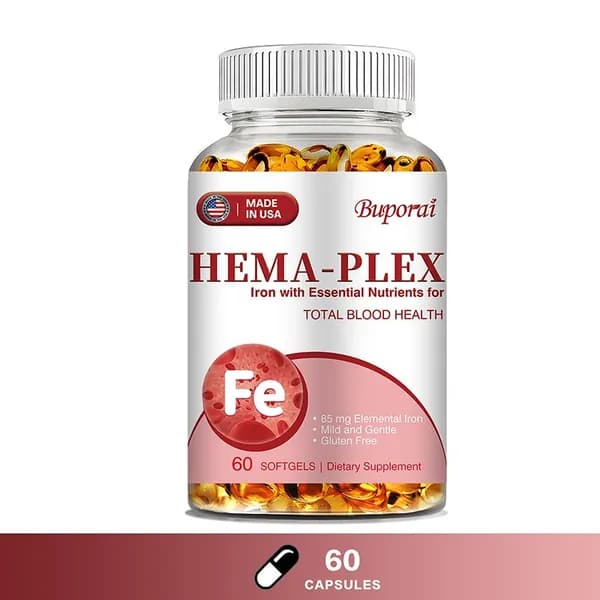 Биологически активные добавки Buporai Hema-Plex поддерживают здоровье крови, образование красных кровяных клеток и транспортировку кислорода.