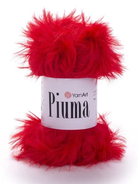 Пряжа Piuma YarnArt - 4414 (красный) уп. 1 моток, 100% полиэстер, (50г, 100м) нитки для ручного вязания