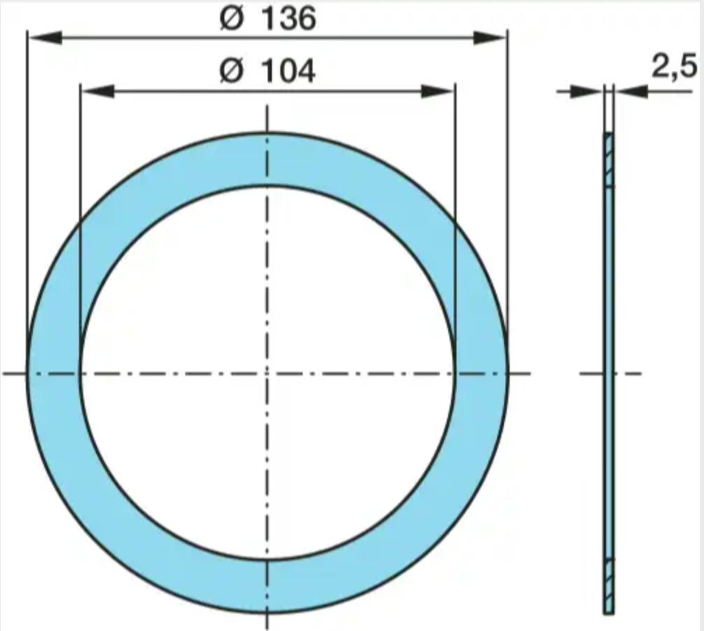кольцо уплотнительное пласт. 104x136x2.5 BPW,Kassbohrer