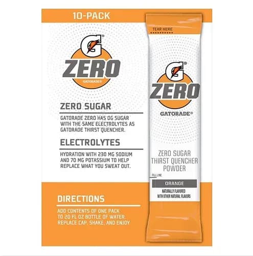 Изотонический стик Gatorade Third Quashed Powder Stick 10 упаковок без сахара с нулевым апельсиновым вкусом