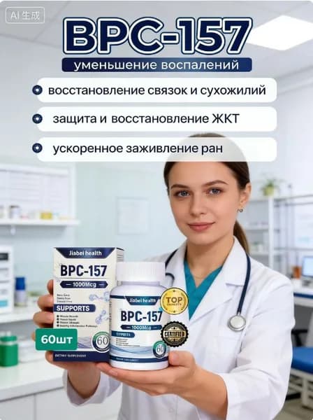 Пептид для заживления ран,желудка,суставов и связок БПС-157 Jiabei Health 60 капс