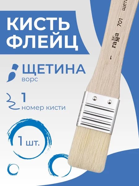 Кисть для рисования художественная Гамма, щетина, №1 (701001)