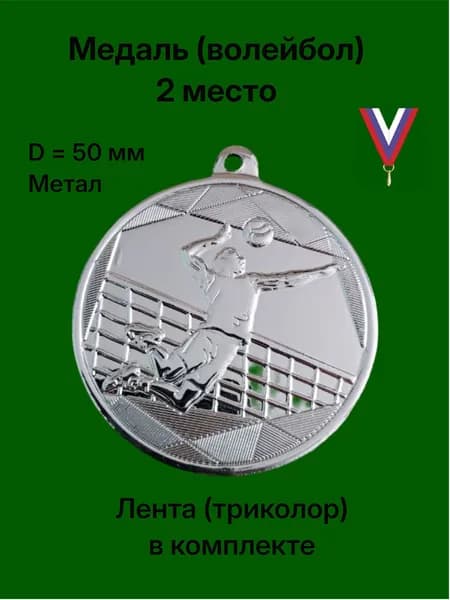 Медаль "Волейбол" (2 место, серебро), лента (Триколор)