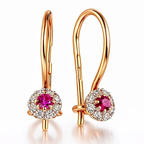 Серьги детские с фианитами из красного золота 585 пробы 585GOLD