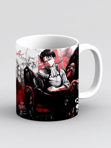 Кружка "Аниме. Атака титанов. Леви Аккерман. Attack on Titan (два образа)"