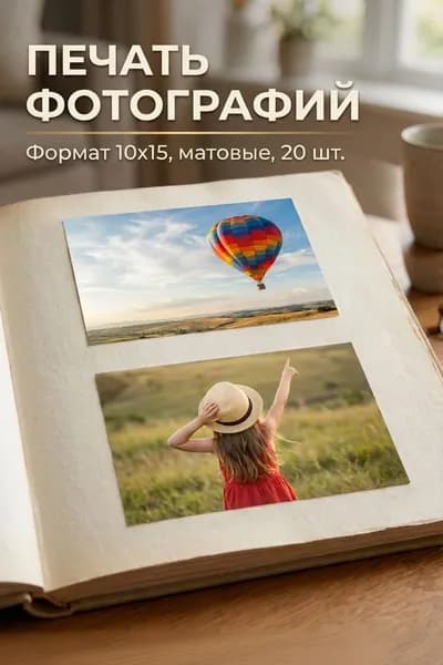 Печать фотографий 10х15, матовые, 20 шт.
