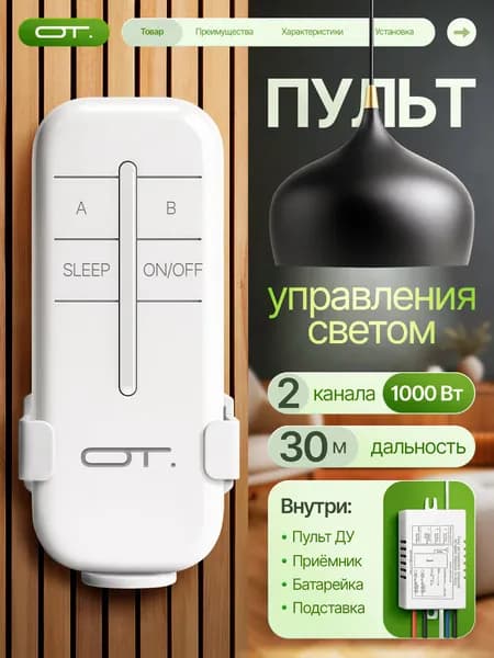 Пульт реле для управления светом на 2 канала 220В Орбита OT-HOS02