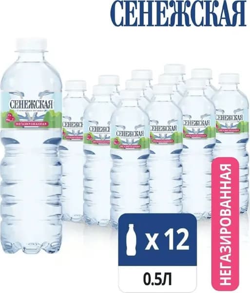 Вода минеральная Сенежская негазированная, ПЭТ 0.5 л (12 штук)