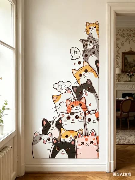 Наклейка Котёнок на стену, съёмная, без повреждений, для дома и офиса