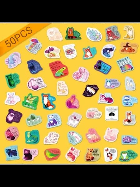 Стикеры животные, 50 шт, Set 1
