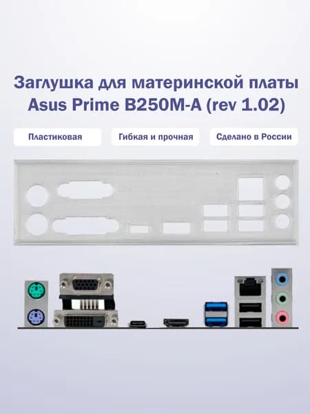 Заглушка для компьютерного корпуса к материнской плате Asus Prime B250M-A (rev 1.02) прозрачная