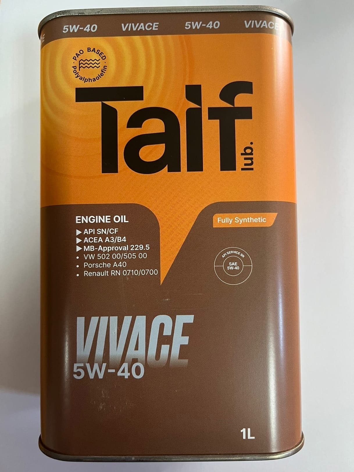 TAIF VIVACE 5W-40 Масло моторное, Синтетическое, 1 л