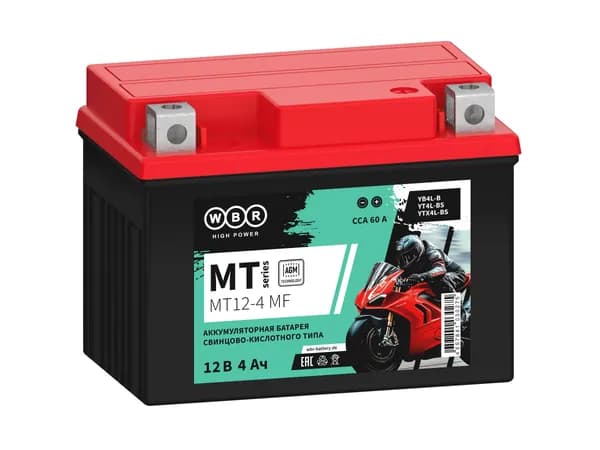 WBR MT12-4 MF Аккумулятор стартерный 12В 4Ач (YTX4L-BS)