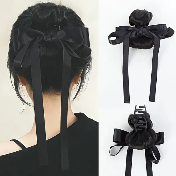 Заколка для женского пучка в виде краба с черной лентой