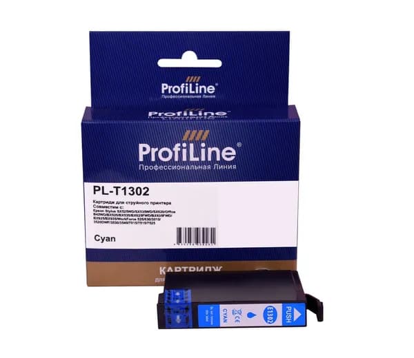 Картридж для струйного принтера T1302 ProfiLine для Epson Stylus SX525WD/SX535WD/Stylus Office B42WD/BX625FWD и др., цвет голубой