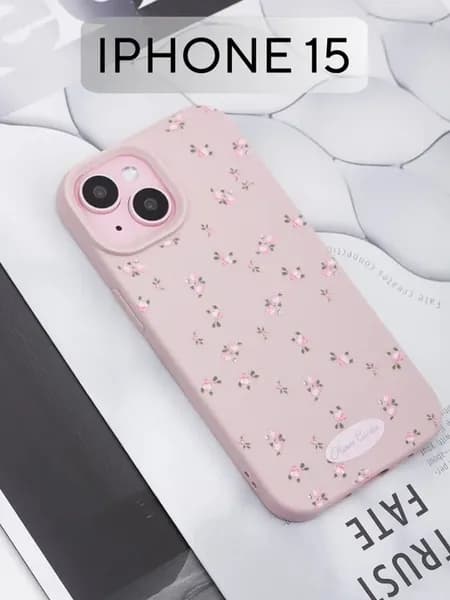Чехол на iphone 15 силиконовый с принтом противоударный