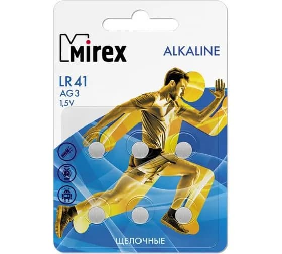 Батарея Mirex, щелочная AG3 / LR41 1,5V 6 шт ecopack 23702-LR41-E6