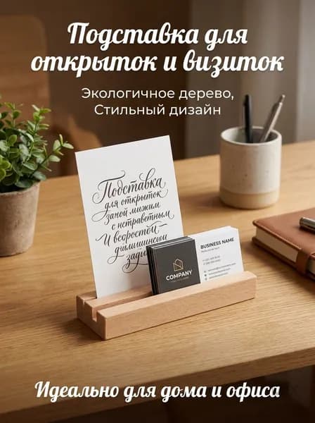 Подставка деревянная настольная для открыток и визиток