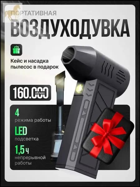 Портативный аккумуляторный турбовентилятор, используемый как качественный пылесос и ветродуйка для компьютера, оснащен функцией сбора пыли.