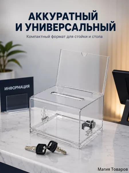 Прозрачный акриловый ящик с замком