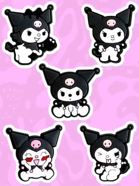 KLEPKI Джибитсы "Kuromi/куроми" для crocs, сабо, набор 5шт, джиббитсы для крокс