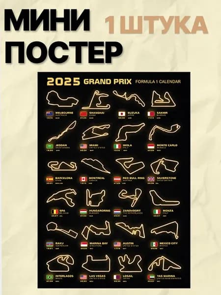 Минипостер Гран-при 2025 формула-1