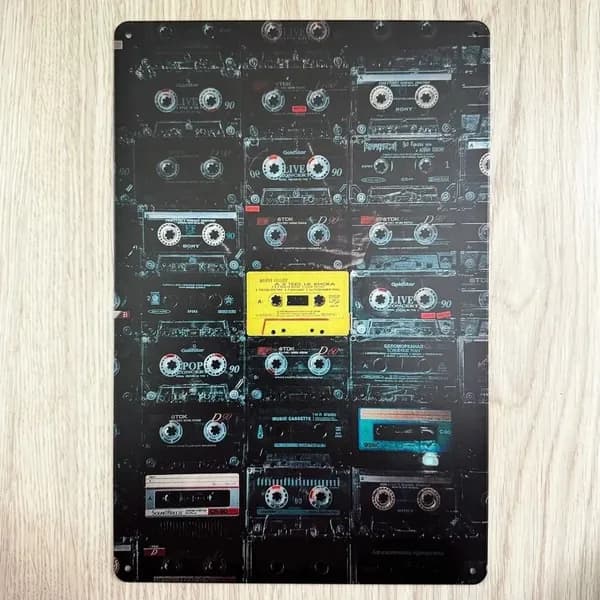 Табличка металлическая интерьерная Арт 90е Кассеты Art 90's Cassette