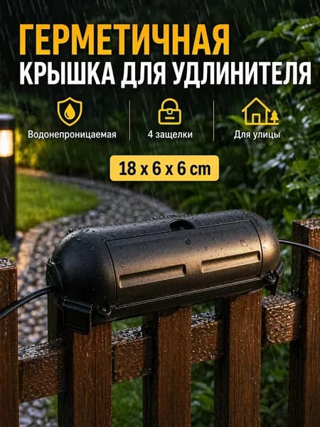 Влагозащищенная распределительная коробка IP44 18x6x6 см с резиновыми уплотнителями для уличного освещения и электроинструмента