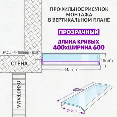 Козырек Над Крыльцом / Входной Дверью, Прозрачный Поликарбонатный Лист