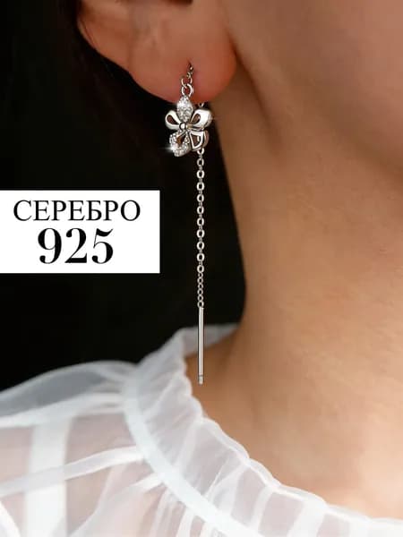 Серьги серебро 925 проба с родием