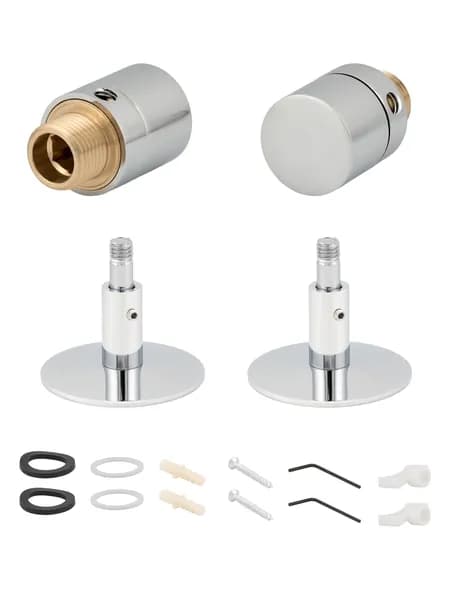 Комплект для подключения полотенцесушителя 3/4"ВРх1/2"НР, SMT750SCH040504CN(1) , с эксцентр.,отражат. хром
