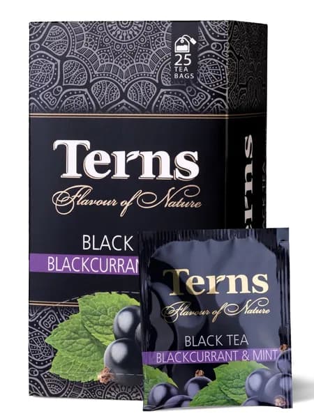 Terns "Blackсurrant & Mint" чай черный пакетированный со вкусом черной смородины и мяты, в саше, 25 пак