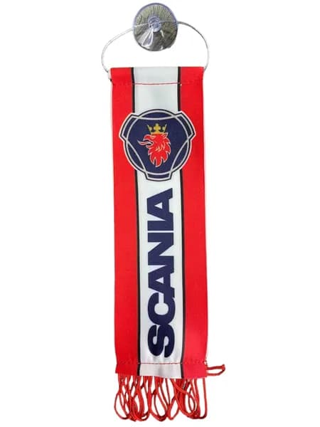 Вымпел SCANIA красный 5.5 х 20 см на присоске с бахромой/ вымпел в машину