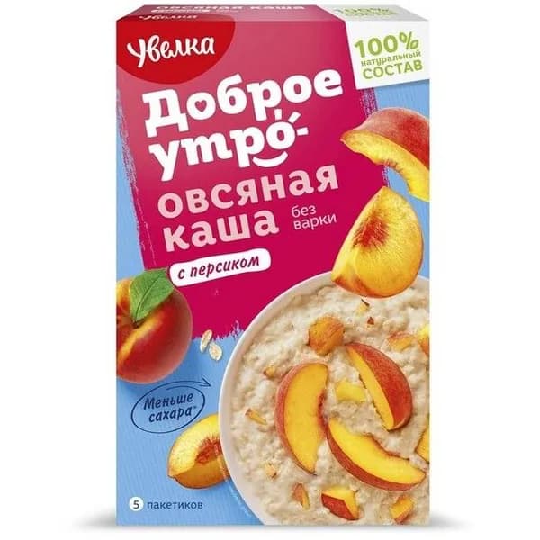 Каша овсяная Увелка "Доброе утро" с персиком, 200г