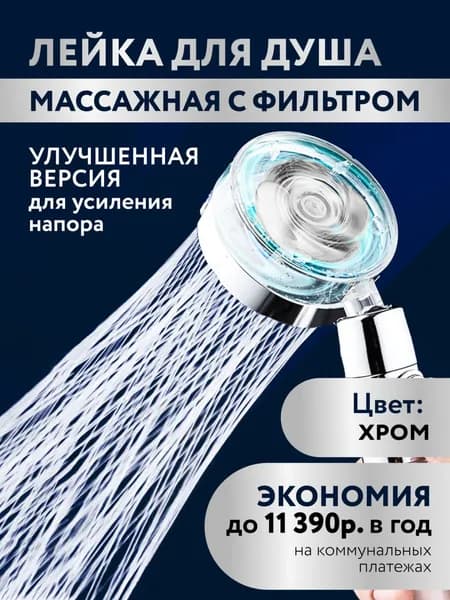 Лейка для душа Ginetarr металлическая из нержавеющей стали душевая насадка водосберегающая разборная с массажным эффектом. Цвет хром