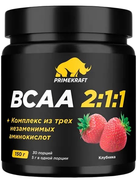 Аминокислоты BCAA 2:1:1 PRIMEKRAFT 150 г, клубника