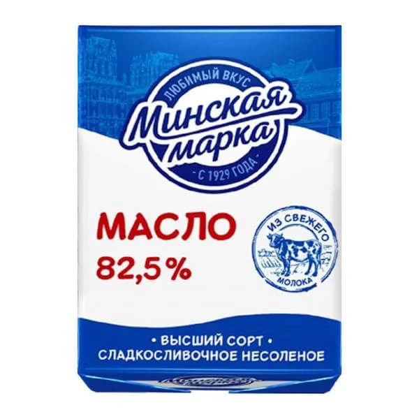 Сливочное масло несоленое Минская Марка 82.5% 180г