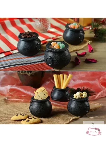 Мини-черный котел с ручкой, мини-котел ведьмы на Хэллоуин 6 шт.