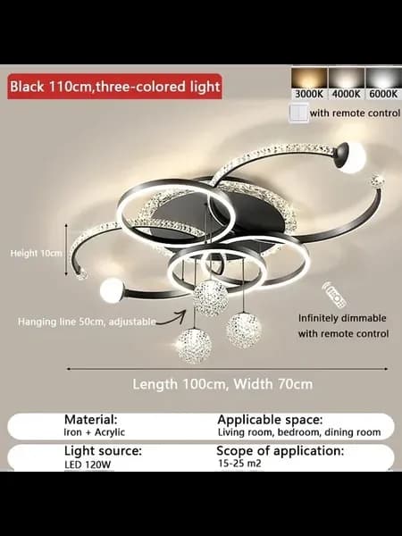 Потолочный светильник хрустальный Black 110cm(120W)