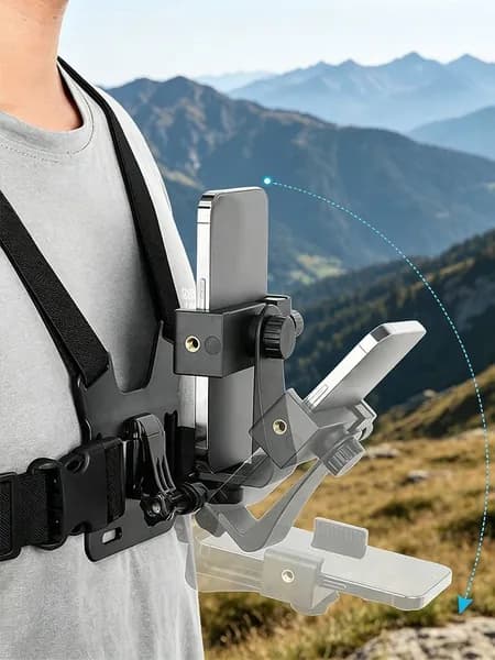 Регулируемый грудной ремень-крепление для смартфонов и экшн-камер GoPro с поворотным креплением на 360