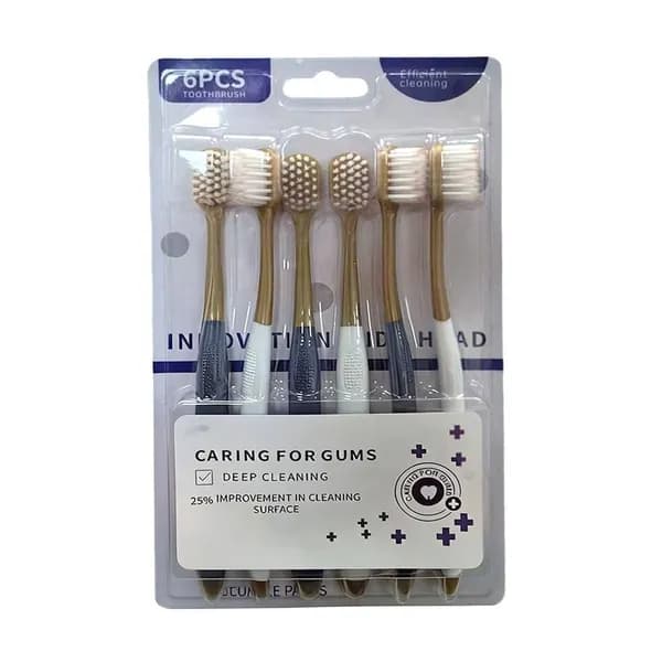 6pcs Зубная щетка силиконовая щетина с ионами серебра посередине мягкая щетина