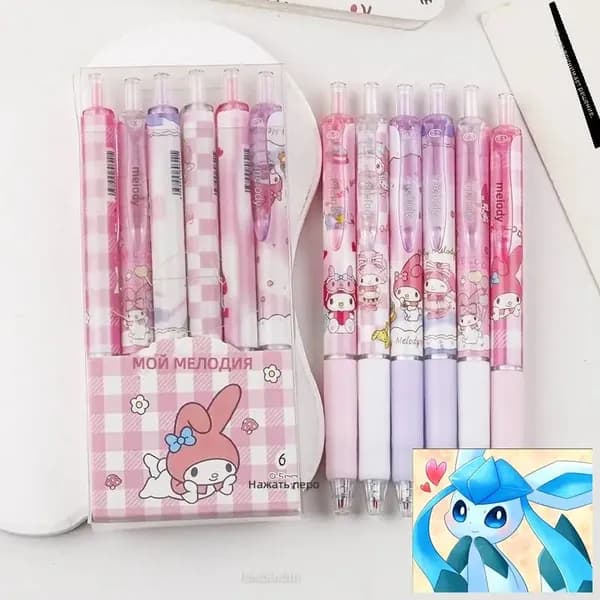 Набор магнитных ручек из 6 предметов: ручки с My Melody, прозрачный корпус, наконечник 0.5 мм