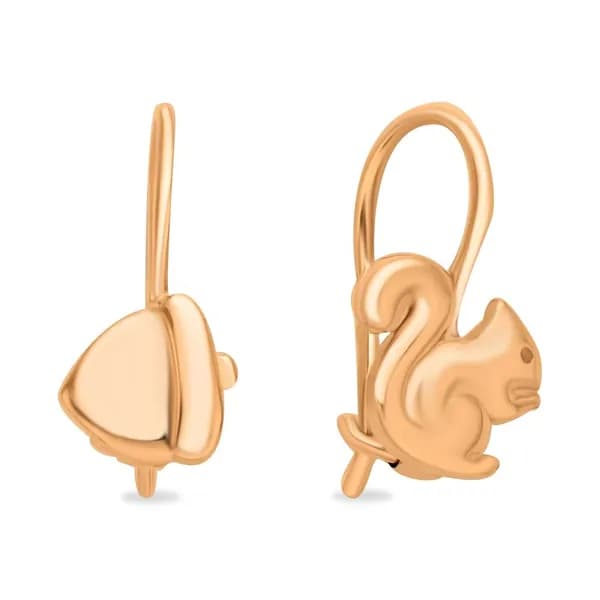 Серьги Белочка детские из красного золота 375 пробы 585GOLD