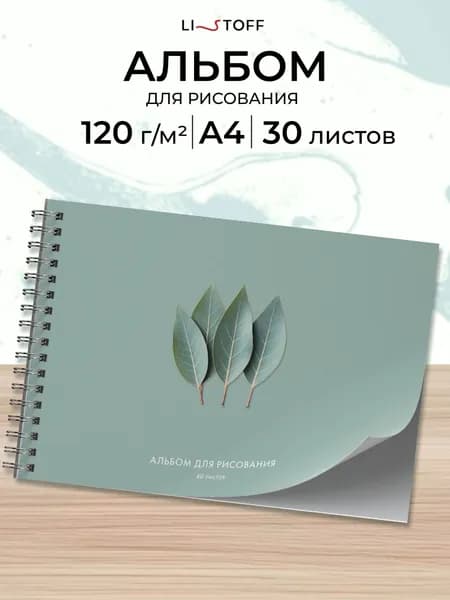 Альбом для рисования 40 листов плотность 120 г/м2 на пружине А4 Listoff