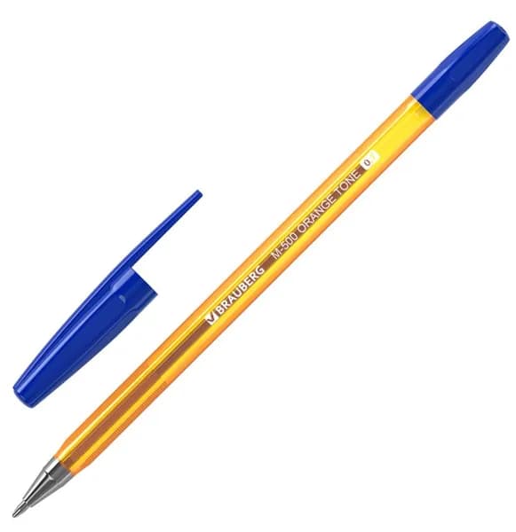 Ручка шариковая, СИНЯЯ, узел 0.7 мм, линия письма 0.35 мм. // BRAUBERG M-500