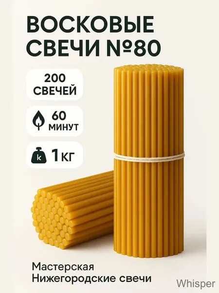Мастерская Нижегородские свечи Свечи для молитвы 19 см х 0.63 см 200 шт