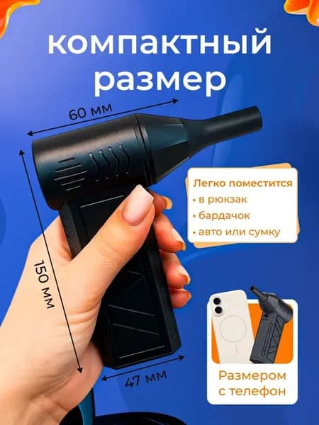 Воздуходувка портативная,130000 ОБ аккумуляторная / ветродуйка